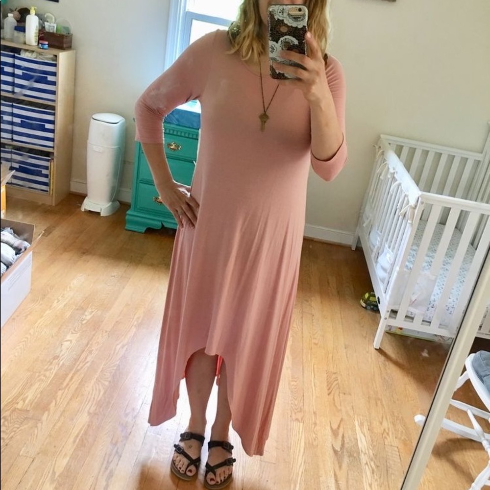 Bellamie pink high low maxi dress